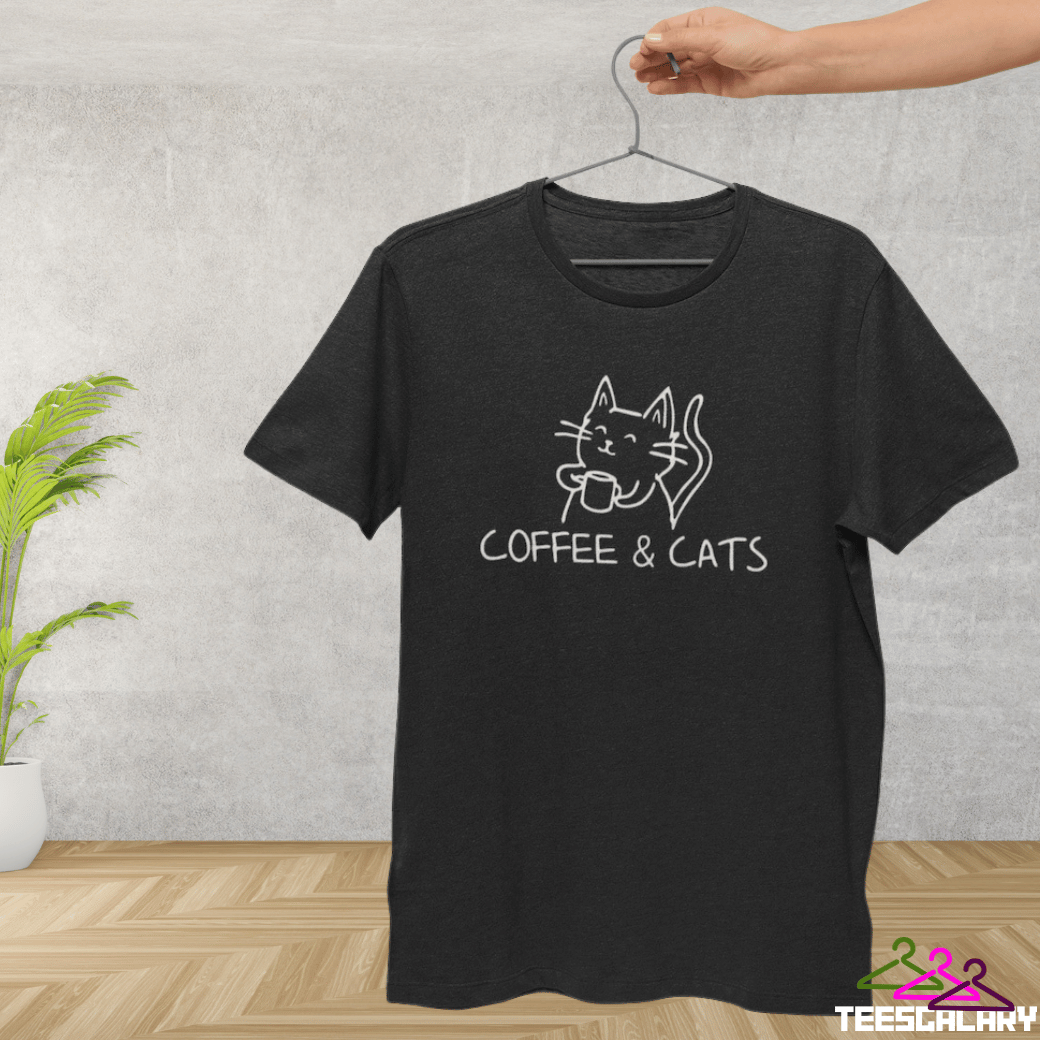 Coffee And Cats Funny Design T-Shirts For Men And Women