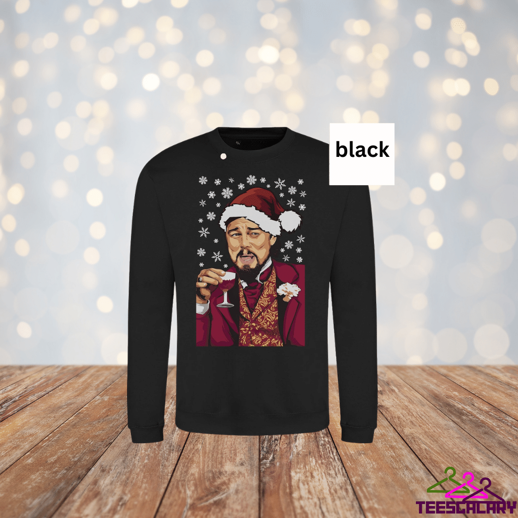 Leonardo Dicaprio Laughing Meme Ugly Xmas Adults Sweatshirt