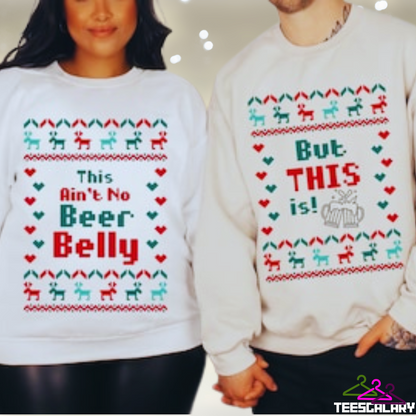 Funny Pregnancy Reveal Christmas Couple Sweatshirt